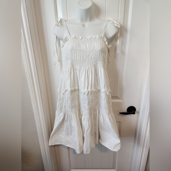 Pinch Tiered Smocked Mini Dress White | Size Small | NWOT - Picture 2 of 9